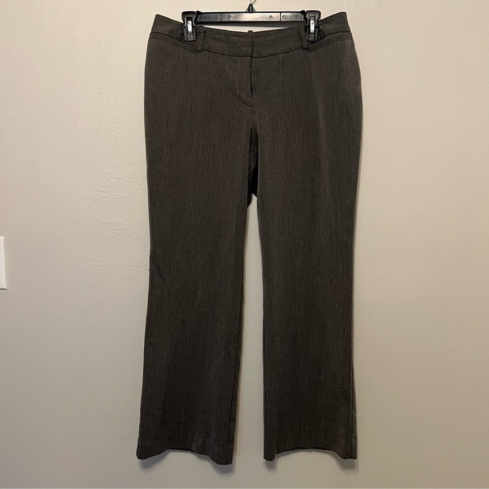 Worthington Curvy Fit Career Office Trousers Straight Leg Gray Striped 12P